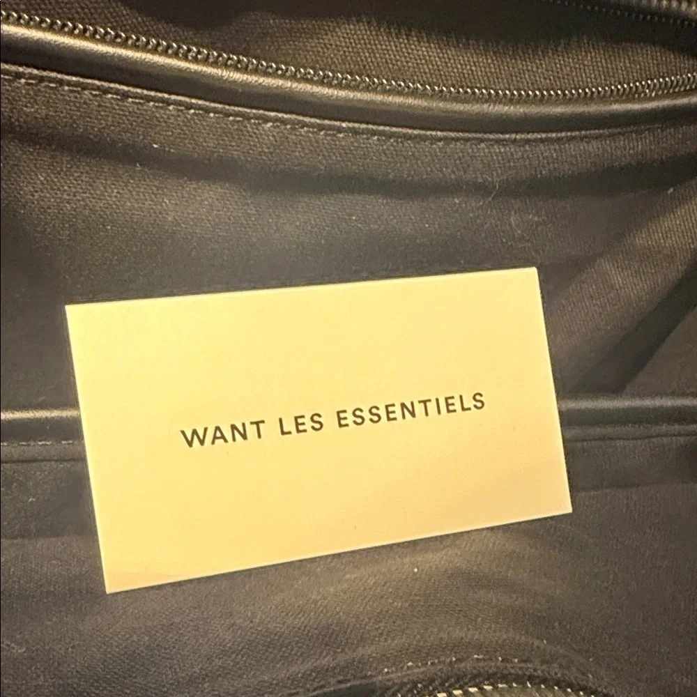 Want Les Essentials Branded O’Hare Black Leather Tote Bag